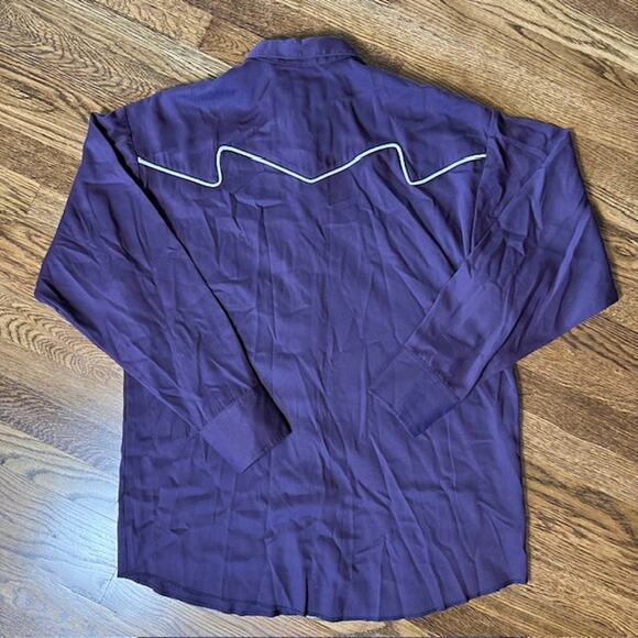 VTG Brooks & Dunn Panhandle Slim Cowboy Western Shirt Mens L Purple Pearl Snap - Picture 3 of 9